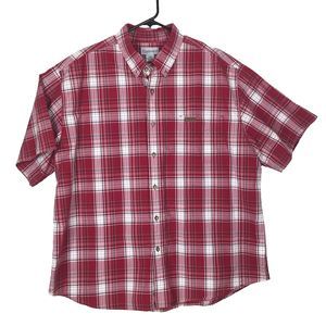 CARHARTT Red & Blue Plaid Men Short Sleeve Button Down Collar Sz 2XL Extra Large